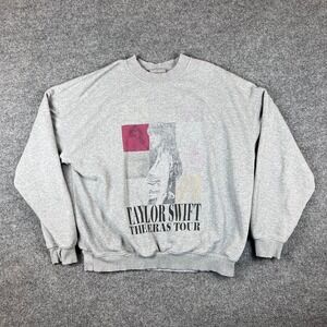 Taylor Swift The Eras Tour Gray Crewneck Sweatshirt Womens M Boxy Fit Faded